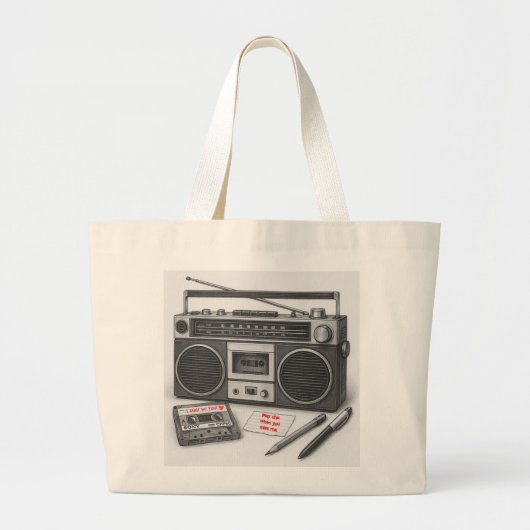 Grand Tote Bag Gen X Mixtape Fourre-tout Personnalisé (Devant)