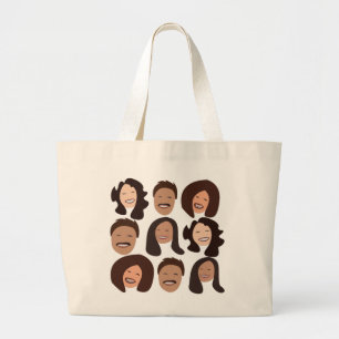 Grand Tote Bag Gens souriants visage heureux