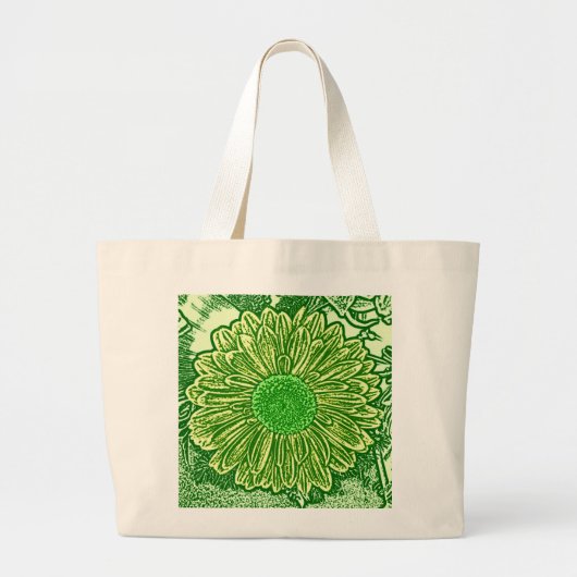 Grand Tote Bag Gerbera Daisy Block Imprimer - vert citron (Devant)