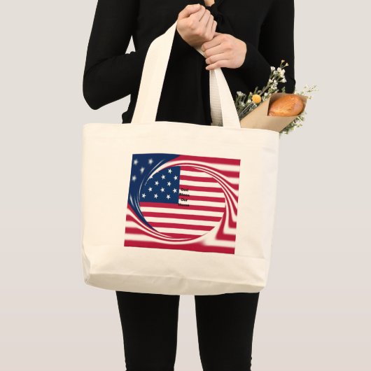 Grand Tote Bag God Bless Our Home : USA Flag Swirl Art (Devant (produit))