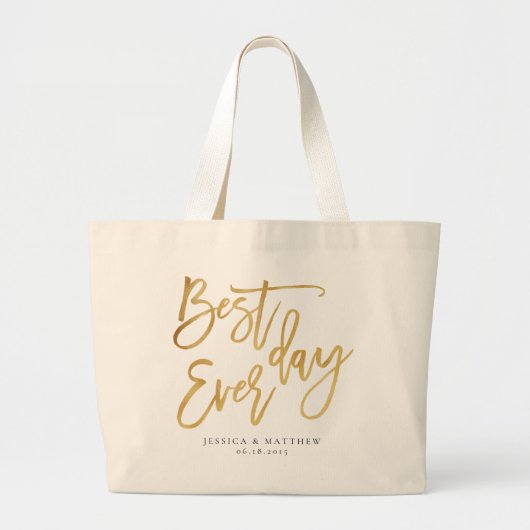 Grand Tote Bag Gold meilleur jour eve, Script (Devant)