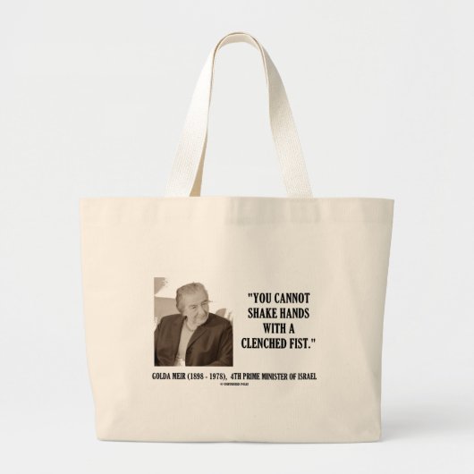 Grand Tote Bag Golda Meir vous ne pouvez pas vous serrer la main (Devant)