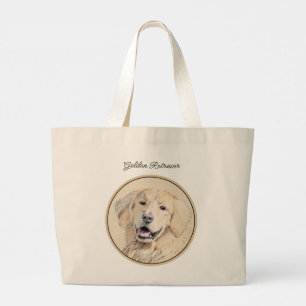 Grand Tote Bag Golden Retriever Painting mignon Original Chien Ar