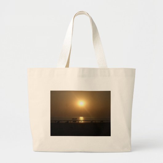 Grand Tote Bag Golden Summer Sunset Réflexion sur la plage (Devant)