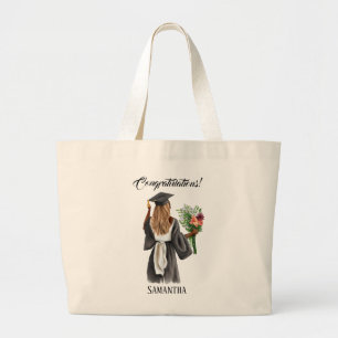 Grand Tote Bag Graduation de l'aquarelle personnalisée (13)