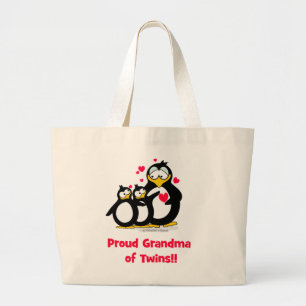 Grand Tote Bag Grand-maman fière des jumeaux