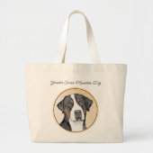 Grand Tote Bag Grande Suisse Mountain Dog Peinture Art original (Devant)