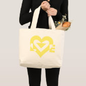 Grand Tote Bag Graphique d'amour cool, Jaune (Devant (produit))