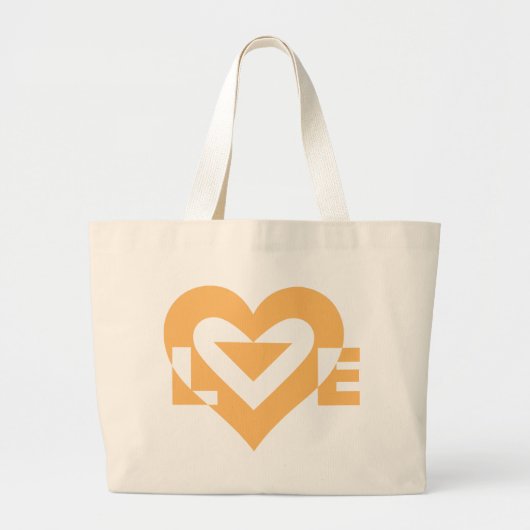 Grand Tote Bag Graphique d'amour cool, orange (Devant)