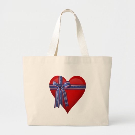 Grand Tote Bag Graphique Patriotic Heart (Devant)