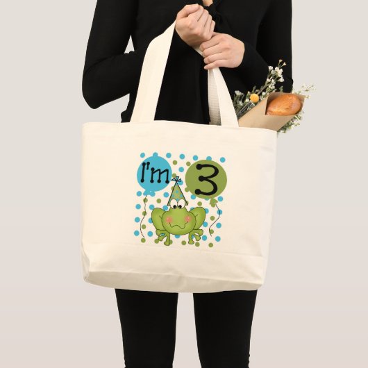 Grand Tote Bag Grenouille Bleue 3ème Anniversaire Tshirts et cade (Devant (produit))