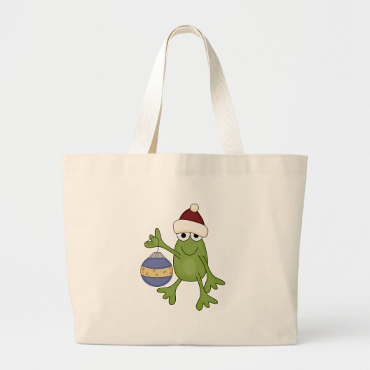 Grand Tote Bag Grenouille père Noël avec tee-shirts et cadeaux (Devant)