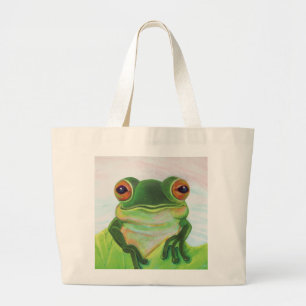 Grand Tote Bag Grenouille verte Se détendre dans l'étang