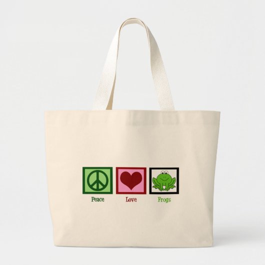 Grand Tote Bag Grenouilles Peace Love (Devant)