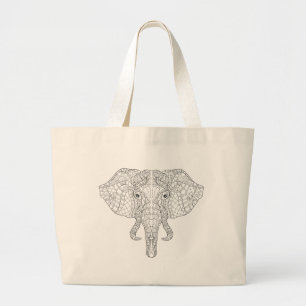Grand Tote Bag Griffonnage 2 de tête d'éléphant