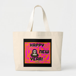 Grand Tote Bag Gris voeux du Nouvel An Jumbo Fourre-tout