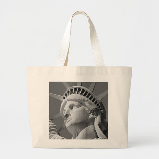 Grand Tote Bag Gros plan noir et blanc Statue de la Liberté (Devant)