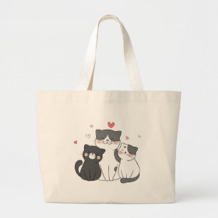Grand Tote Bag groupe de chats mignons Conception amoureux des