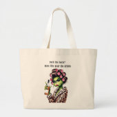 Grand Tote Bag Grumpy Green Furry Femmes Aime Les Cocktails (Devant)