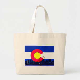 Grand Tote Bag Grunge brillant Denver Colorado drapeau horizon