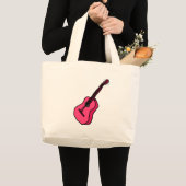 Grand Tote Bag Guitare dans roses vifs (Devant (produit))