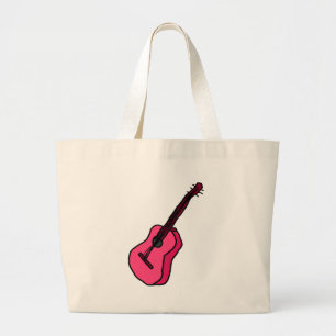 Grand Tote Bag Guitare dans roses vifs