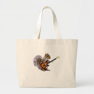Grand Tote Bag Guitare Lover Écureuil Jouant de la guitare
