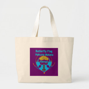 Grand Tote Bag Hakuna Matata Kenya - Papillons d'art Imprimer/Gra