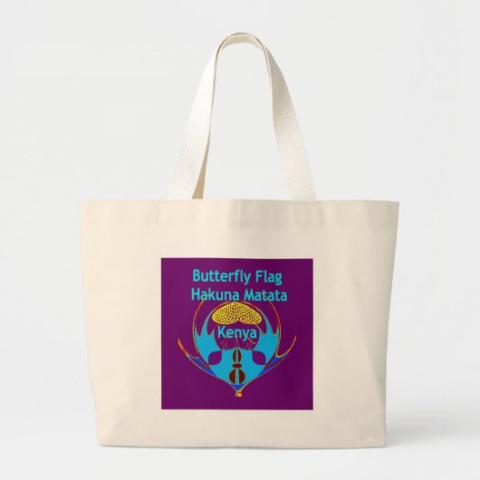 Grand Tote Bag Hakuna Matata Kenya - Papillons d'art Imprimer/Gra (Devant)