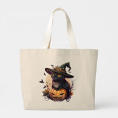 Grand Tote Bag Halloween de chats noirs mignons (Dos)