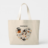 Grand Tote Bag Halloween éffrayant Noir Et Orange (Dos)
