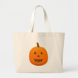 Grand Tote Bag Halloween: Jack-O-Lantern : Citrouille :Sac