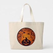 Grand Tote Bag Halloween Jack-o'-lantern citrouille visage et ara (Dos)