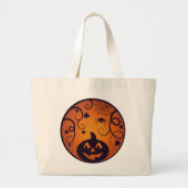 Grand Tote Bag Halloween Jack-o'-lantern citrouille visage et ara (Devant)