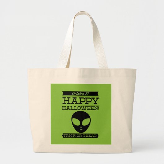 Grand Tote Bag Halloween rétro typographique (Devant)