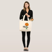 Grand Tote Bag Halloween vin Citrouille Hallowino (Devant (modèle))