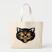 Grand Tote Bag Halloween Vintage Chat Face (Devant)