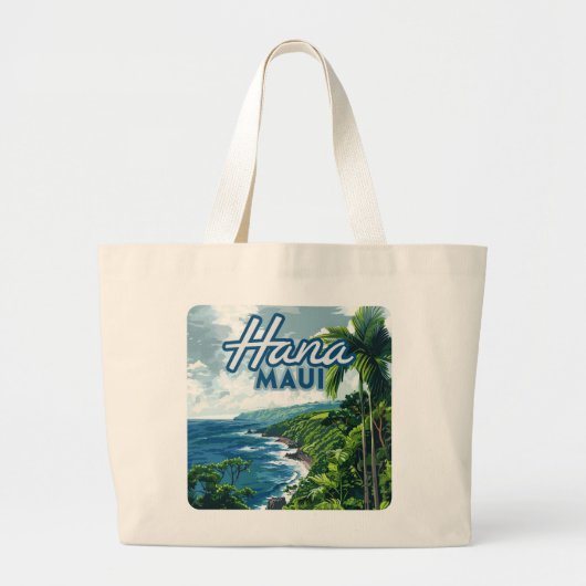Grand Tote Bag Hana Maui Hawaii Road à Hana Beach Coast Retro (Devant)