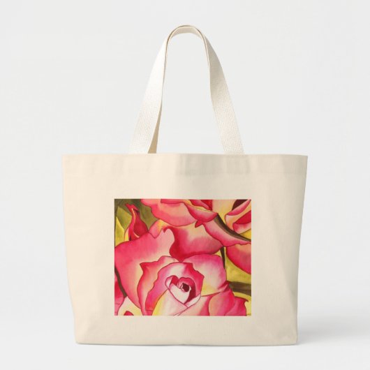 Grand Tote Bag Hannah Gordon rose roseau aquarelle rose (Devant)