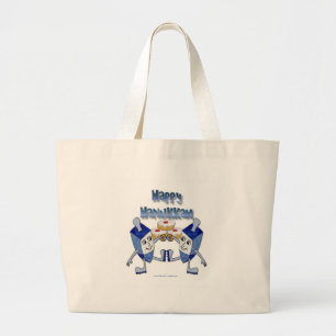 Grand Tote Bag Hanoukka Dancing Dreidels et Jelly Doughnut