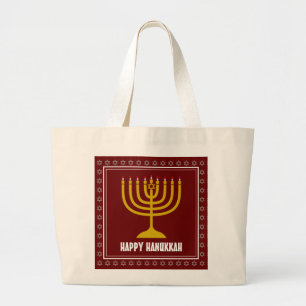 Grand Tote Bag HANUKKAH Étoile de David Ménorah Personnalisé ROUG