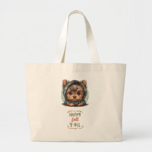 Grand Tote Bag Happy Fall Y'all Yorkshire Terrier Sweat - shirt à