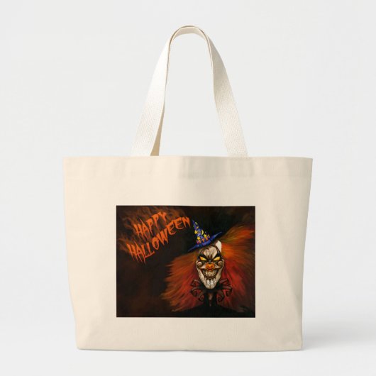Grand Tote Bag Happy Halloween Scary Clown (Devant)
