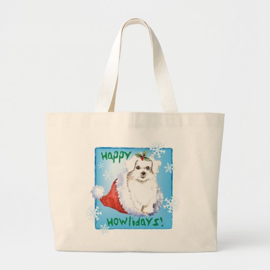 Grand Tote Bag Happy Howlidays Maltese (Devant)