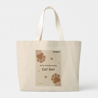 Grand Tote Bag happy international cat day cute paw print design