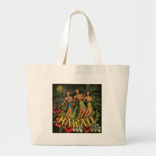Grand Tote Bag Hawaii Aloha Palm Hula Art Design