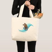Grand Tote Bag Hawaiian Surfing Bunny Holiday Turq Dessin (Devant (produit))