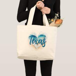 Grand Tote Bag Heart Wave Texas Beach