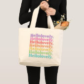 Grand Tote Bag 'Hellolovely.' À rayures rétro (Devant (produit))