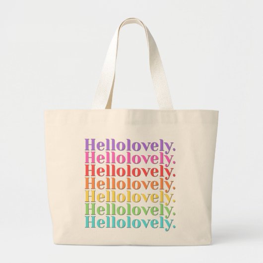 Grand Tote Bag 'Hellolovely.' À rayures rétro (Devant)